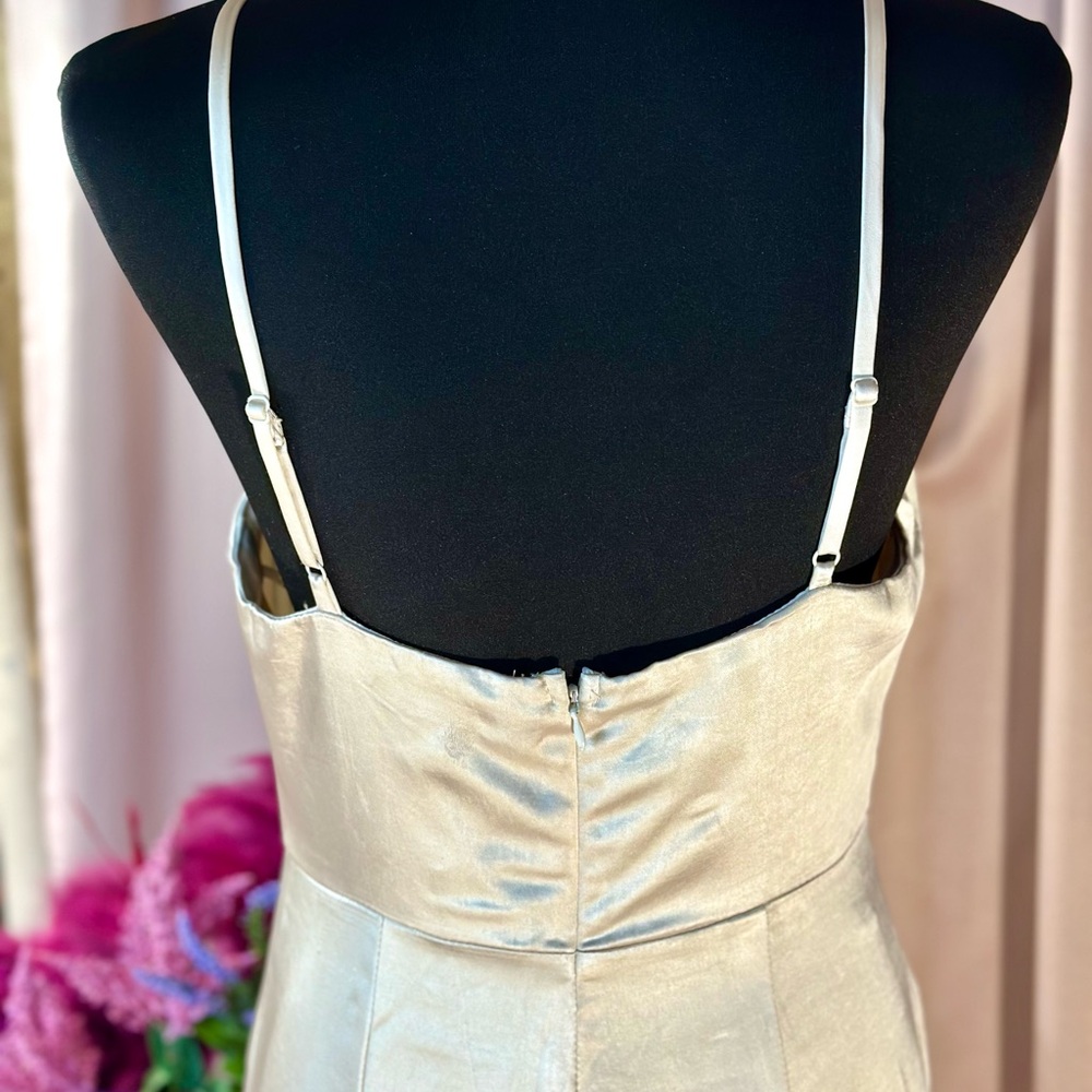 Lulus You're My Favorite Champagne Satin Slit Leg Jumpsuit - Picture 7 of 16